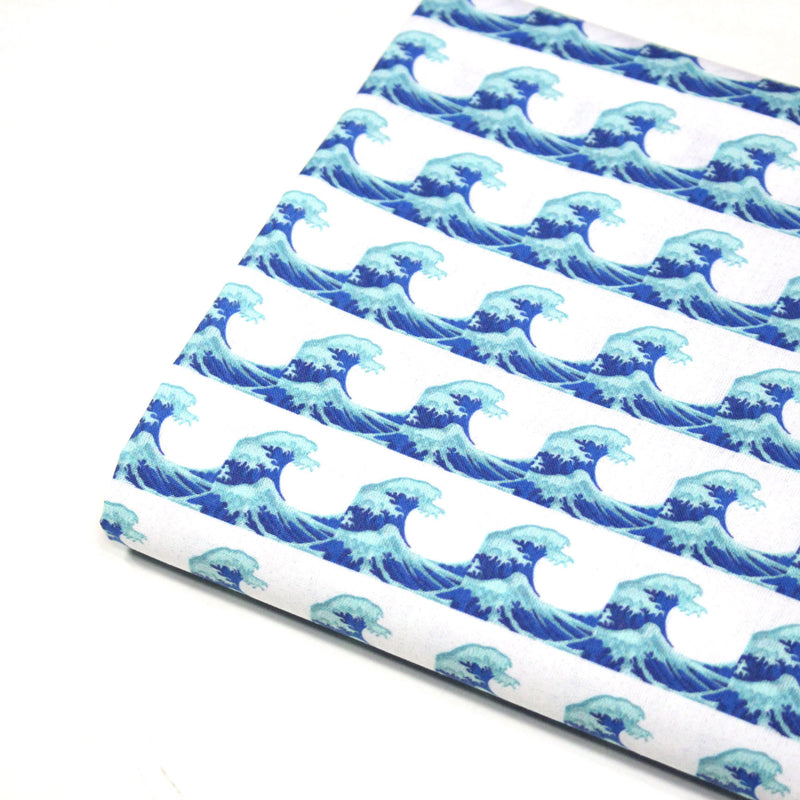 Tissu cotonnade imprimée EMOJI VAGUES HOKUSAI - OEKO - TEX STANDARD 100 - TissusPapi.com