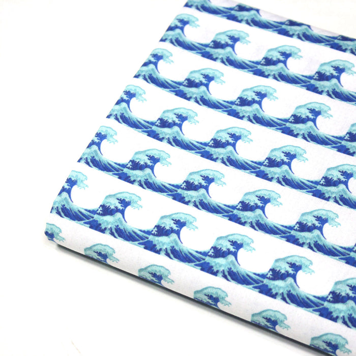 Tissu cotonnade imprimée EMOJI VAGUES HOKUSAI - OEKO-TEX STANDARD 100