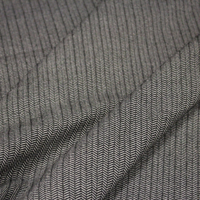 Tissu tweed de coton, chevrons gris & noirs - Fabrication italienne