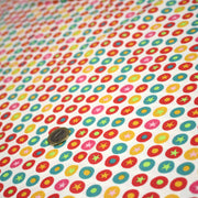 Tissu popeline coton blanc aux pois & étoiles multicolores - TissusPapi.com