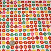 Tissu popeline coton blanc aux pois & étoiles multicolores - TissusPapi.com