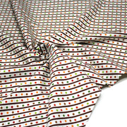 Tissu popeline coton blanc, rayures obliques et pois multicolores - TissusPapi.com
