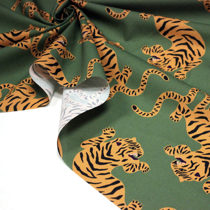Tissu cotonnade TIGRUS BENGALIS, tigres et nombreuses couleurs - OEKO - TEX STANDARD 100 - TissusPapi.com