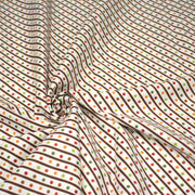 Tissu popeline coton blanc, rayures obliques et pois multicolores - TissusPapi.com