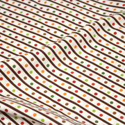 Tissu popeline coton blanc, rayures obliques et pois multicolores - TissusPapi.com