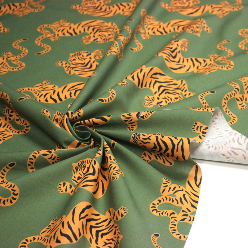 Tissu cotonnade TIGRUS BENGALIS, tigres et nombreuses couleurs - OEKO - TEX STANDARD 100 - TissusPapi.com