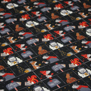 Tissu coton NOËL noir aux renards, ours et écureuils - OEKO - TEX - TissusPapi.com