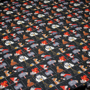 Tissu coton NOËL noir aux renards, ours et écureuils - OEKO - TEX - TissusPapi.com
