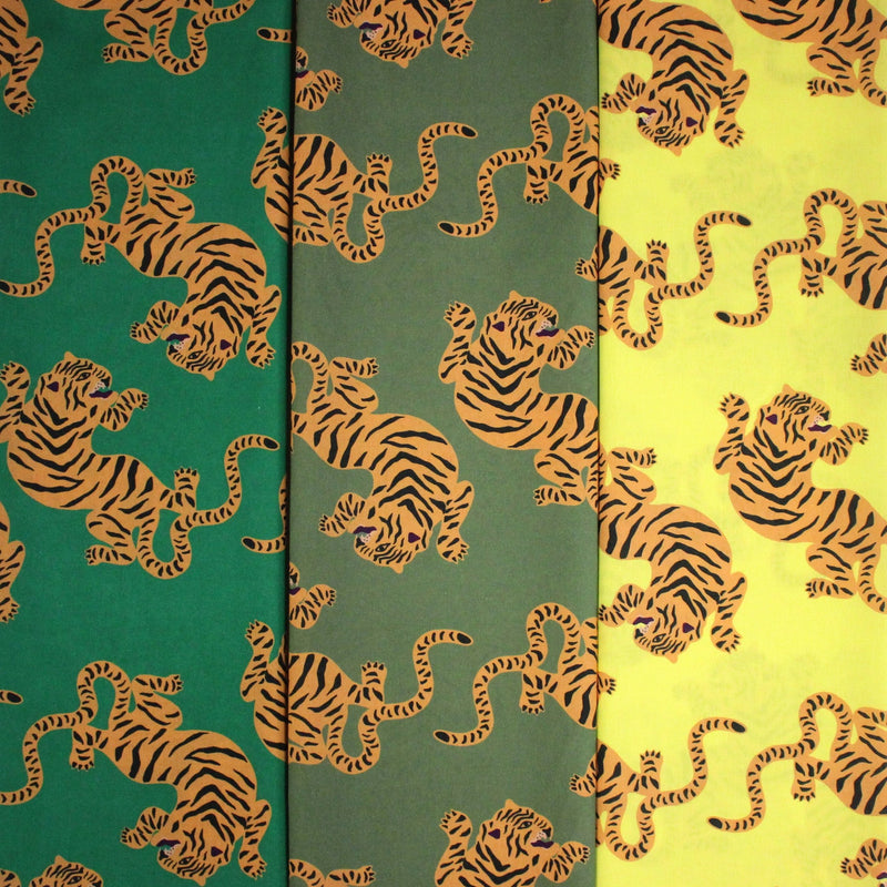 Tissu cotonnade TIGRUS BENGALIS, tigres et nombreuses couleurs - OEKO - TEX STANDARD 100 - TissusPapi.com