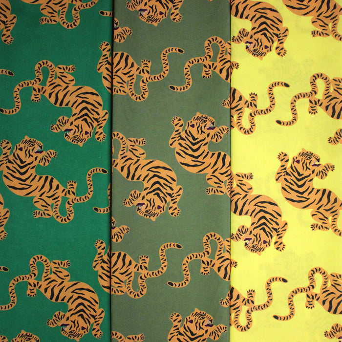 Tissu cotonnade TIGRUS BENGALIS, tigres et nombreuses couleurs - OEKO - TEX STANDARD 100 - TissusPapi.com