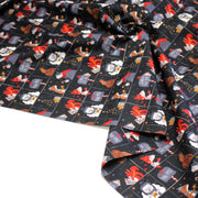 Tissu coton NOËL noir aux renards, ours et écureuils - OEKO - TEX - TissusPapi.com