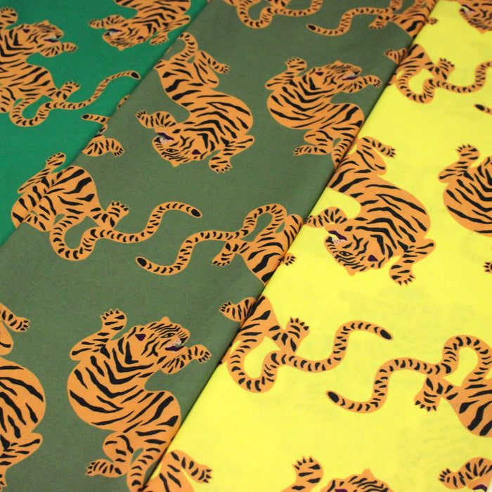 Tissu cotonnade TIGRUS BENGALIS, tigres et nombreuses couleurs - OEKO - TEX STANDARD 100 - TissusPapi.com