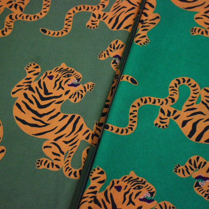 Tissu cotonnade TIGRUS BENGALIS, tigres et nombreuses couleurs - OEKO - TEX STANDARD 100 - TissusPapi.com
