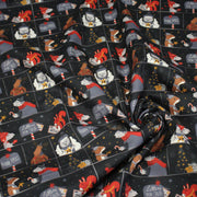 Tissu coton NOËL noir aux renards, ours et écureuils - OEKO - TEX - TissusPapi.com