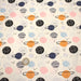 Tissu popeline coton LES PLANETES bleues, roses, oranges, fond écru - TissusPapi.com