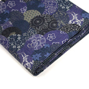Tissu cotonnade imprimée MARU TO MOYO, cercles de motifs japonais faux - uni bleu indigo - OEKO - TEX - TissusPapi.com