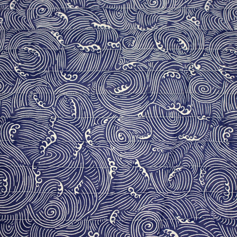 Tissu matelassé Vagues japonaises bleues & blanches, Hokusai - OEKO - TEX - TissusPapi.com