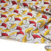 Tissu cotonnade motif WAX floral, fleurs rouges et jaunes - OEKO - TEX STANDARD 100 - TissusPapi.com