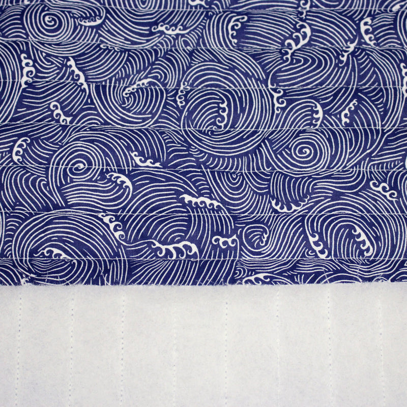 Tissu matelassé Vagues japonaises bleues & blanches, Hokusai - OEKO - TEX - TissusPapi.com