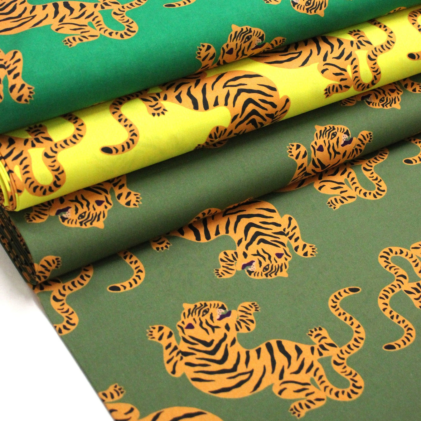 Tissu cotonnade TIGRUS BENGALIS, tigres et nombreuses couleurs - OEKO - TEX STANDARD 100 - TissusPapi.com