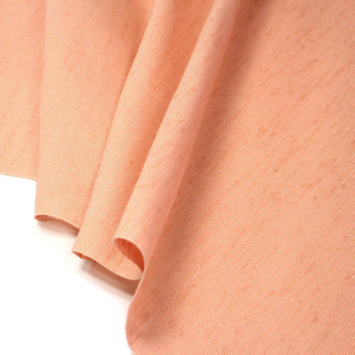 Tissu coton façon lin orange corail uni - TissusPapi.com