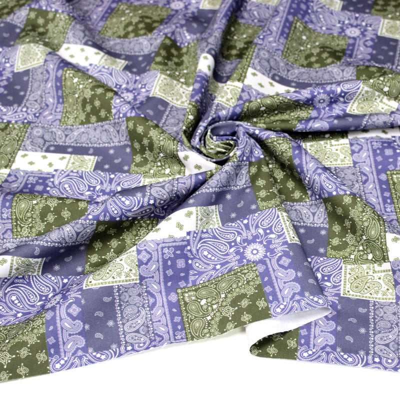 Tissu gabardine coton imprimée motif BANDANA paisley : nombreuses couleurs ! - OEKO-TEX STANDARD 100 - TissusPapi.com