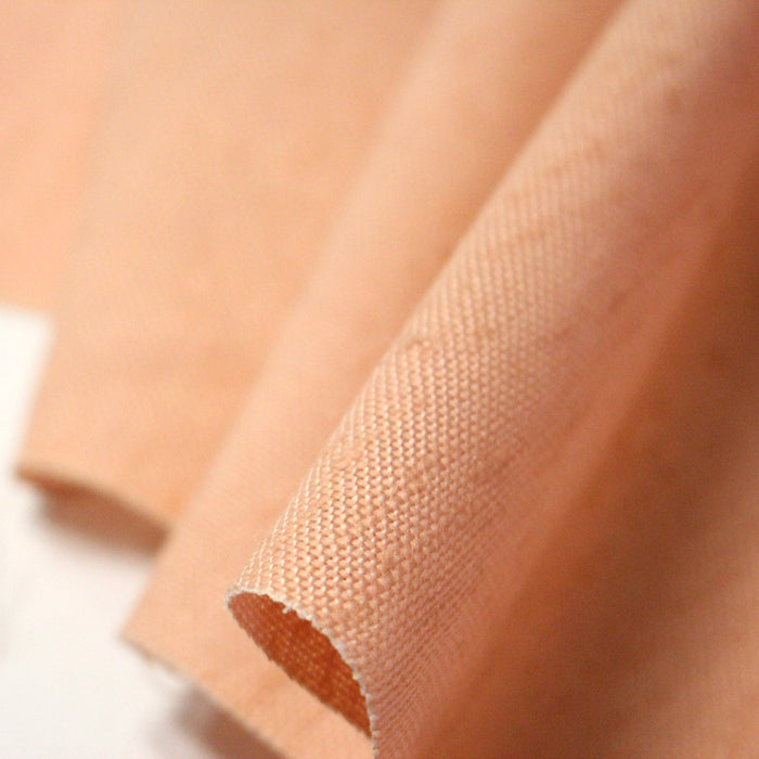 Tissu coton façon lin orange corail uni - TissusPapi.com