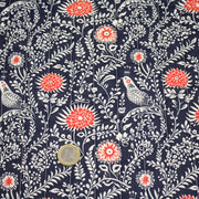 Tissu matelassé motif fleuri indien bleu roi & blanc - COLLECTION KALAMKARI - OEKO - TEX - TissusPapi.com