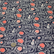 Tissu matelassé motif fleuri indien bleu roi & blanc - COLLECTION KALAMKARI - OEKO - TEX - TissusPapi.com