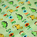 Tissu popeline coton DINO ROAR, vert aux motifs dinosaures multicolores - TissusPapi.com