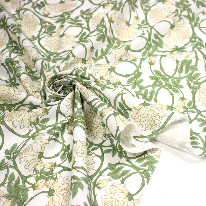 Tissu cotonnade HECTOR au feuillage ART NOUVEAU vert ou ocre - OEKO - TEX STANDARD 100 - TissusPapi.com