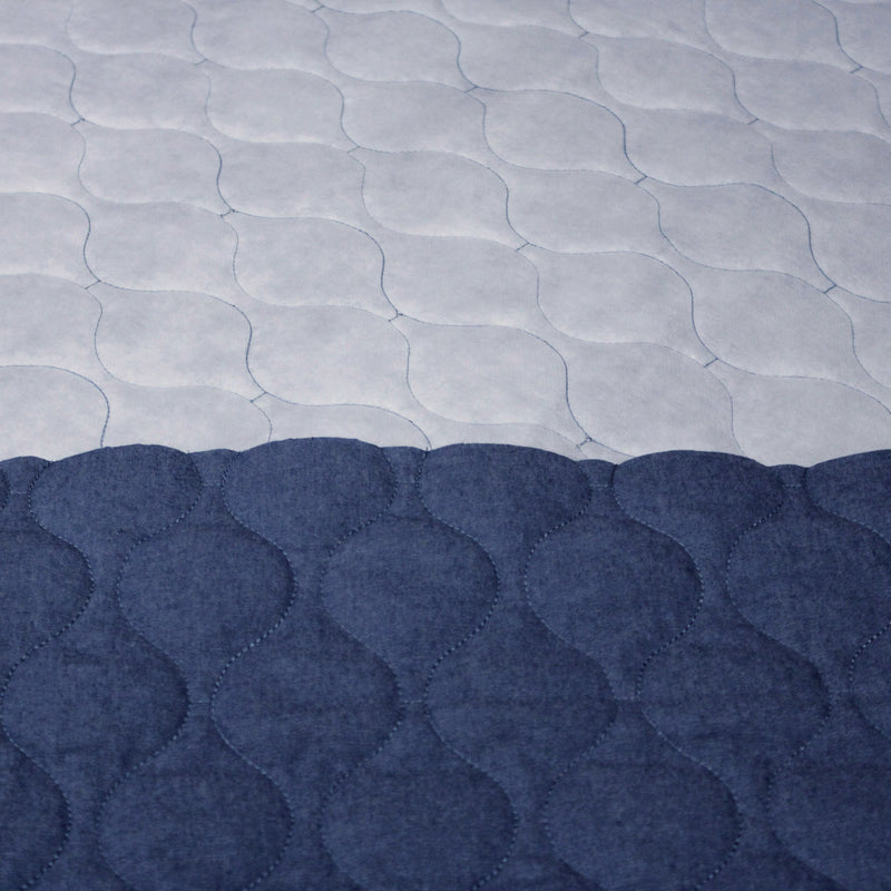 Tissu Matelassé Chambray : bleu roi ou noir - OEKO - TEX - TissusPapi.com