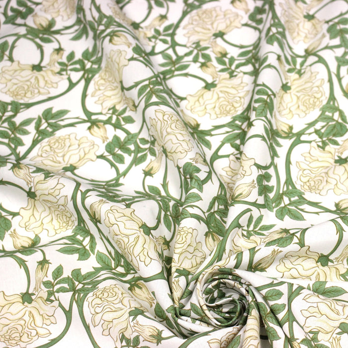 Tissu cotonnade HECTOR au feuillage ART NOUVEAU vert ou ocre - OEKO - TEX STANDARD 100 - TissusPapi.com