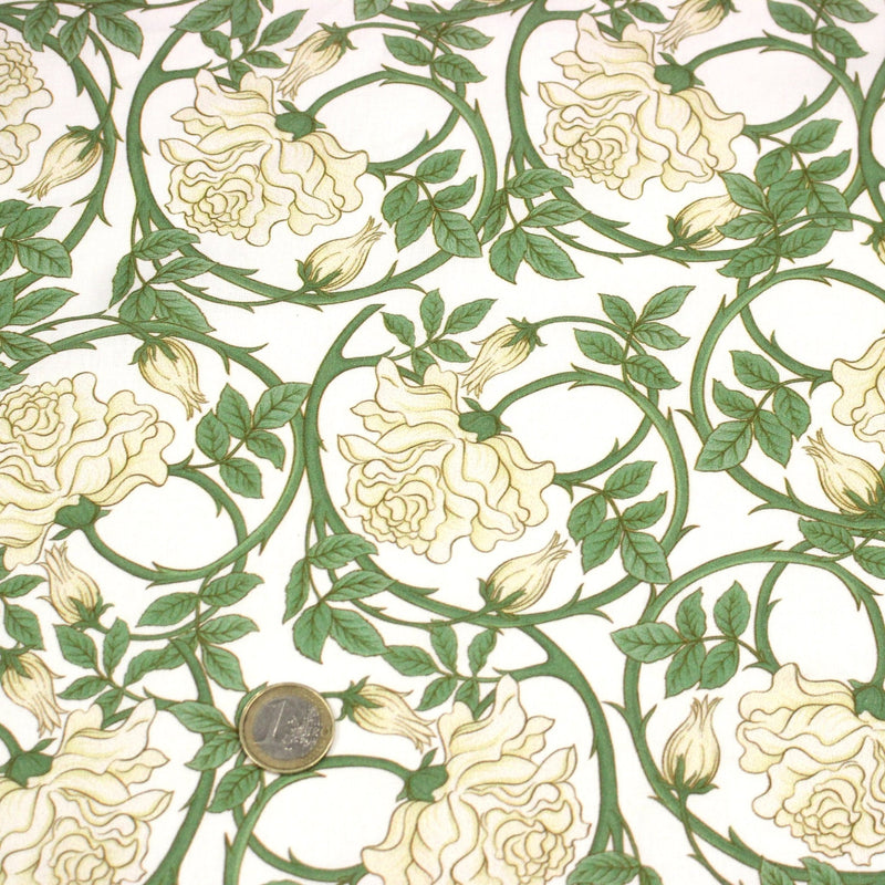 Tissu cotonnade HECTOR au feuillage ART NOUVEAU vert ou ocre - OEKO - TEX STANDARD 100 - TissusPapi.com