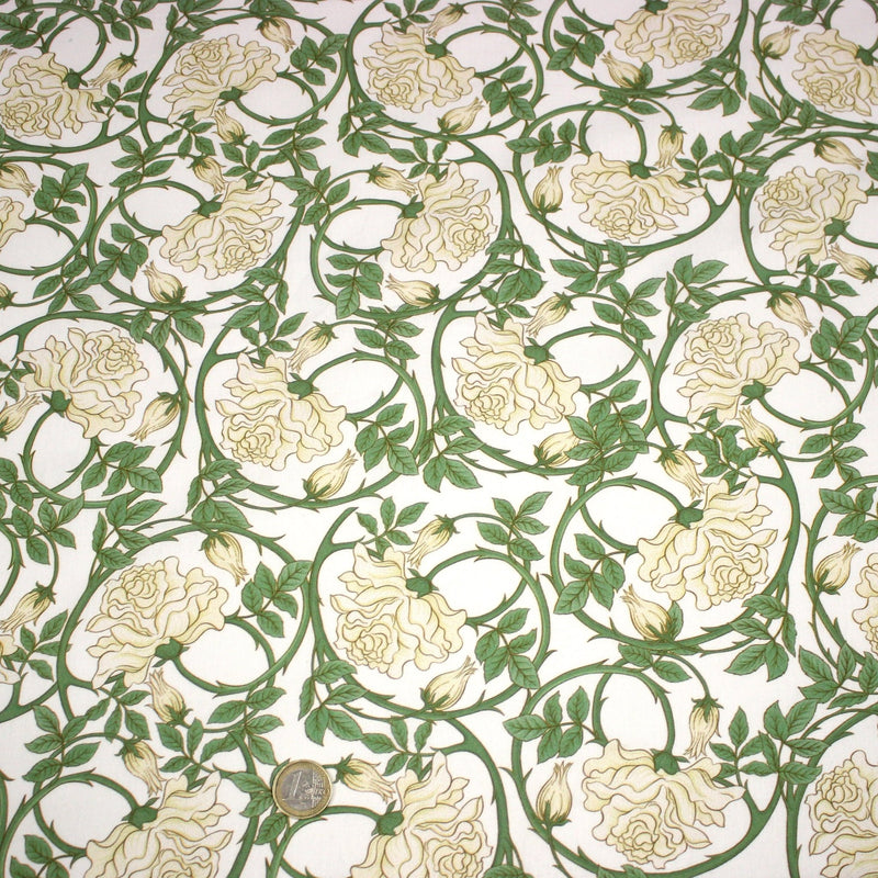 Tissu cotonnade HECTOR au feuillage ART NOUVEAU vert ou ocre - OEKO - TEX STANDARD 100 - TissusPapi.com