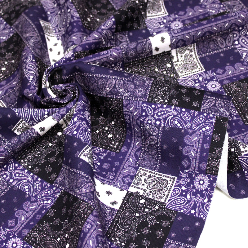 Tissu gabardine coton imprimée motif BANDANA paisley : nombreuses couleurs ! - OEKO-TEX STANDARD 100