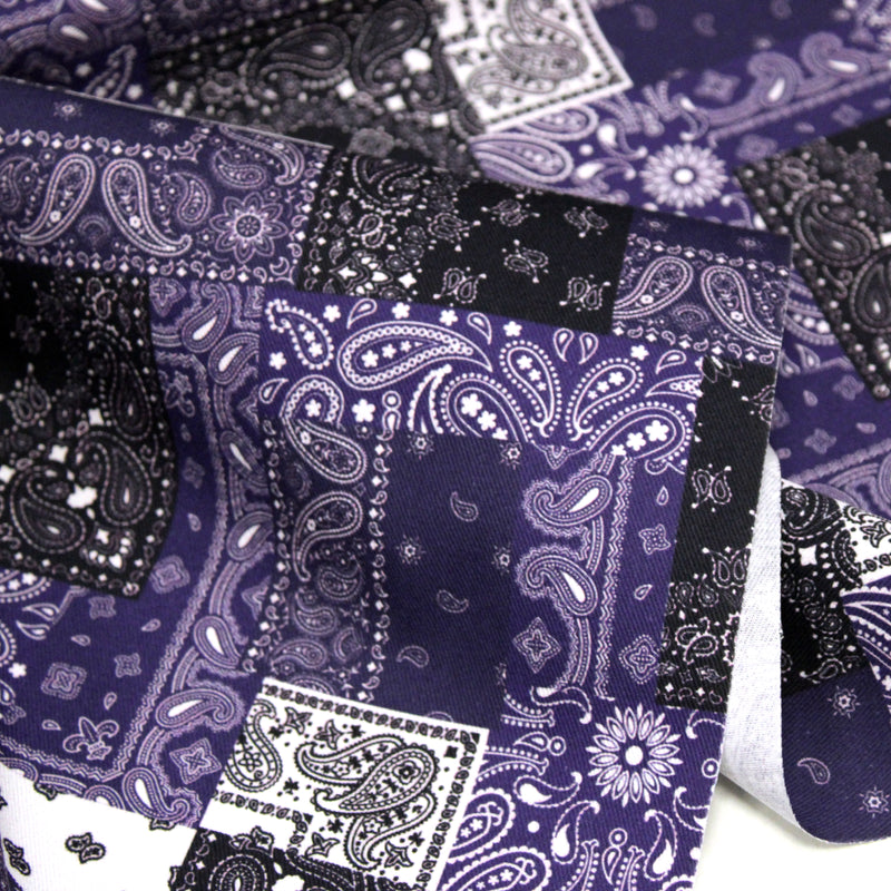 Tissu gabardine coton imprimée motif BANDANA paisley : nombreuses couleurs ! - OEKO-TEX STANDARD 100