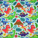 Tissu popeline coton bleu ciel aux dinosaures multicolores - TissusPapi.com