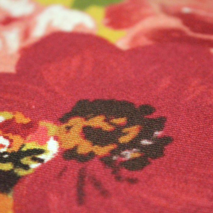 Tissu gabardine coton imprimée fleuri Vintage jaune, rouge, rose - OEKO-TEX STANDARD 100