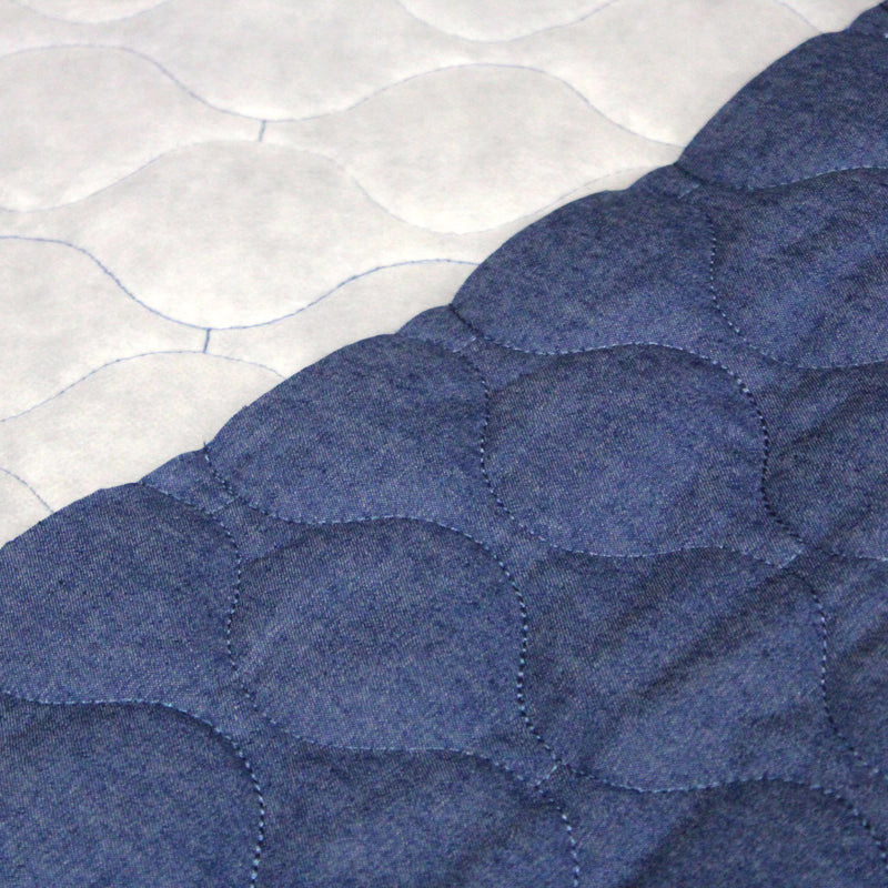 Tissu Matelassé Chambray : bleu roi ou noir - OEKO - TEX - TissusPapi.com