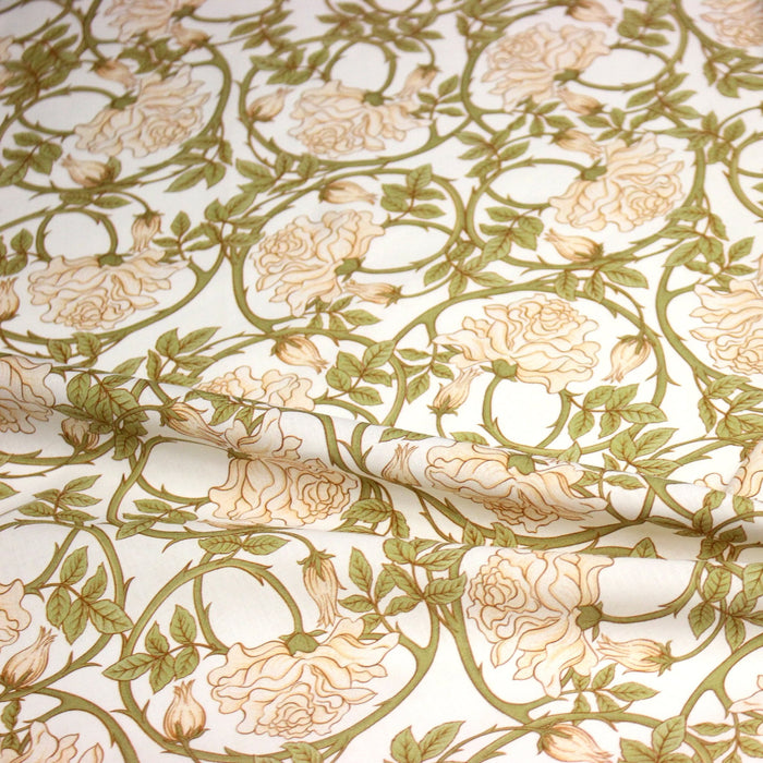 Tissu cotonnade HECTOR au feuillage ART NOUVEAU vert ou ocre - OEKO - TEX STANDARD 100 - TissusPapi.com