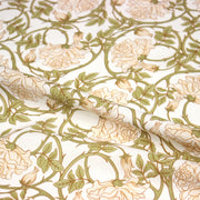 Tissu cotonnade HECTOR au feuillage ART NOUVEAU vert ou ocre - OEKO - TEX STANDARD 100 - TissusPapi.com