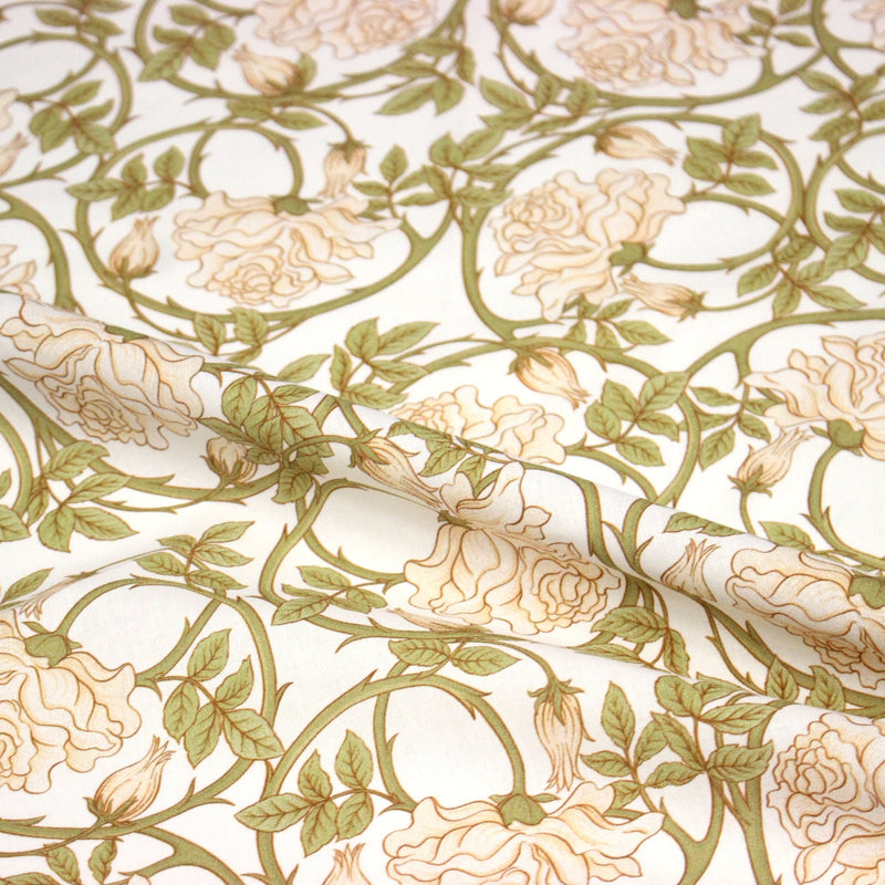 Tissu cotonnade HECTOR au feuillage ART NOUVEAU vert ou ocre - OEKO - TEX STANDARD 100 - TissusPapi.com