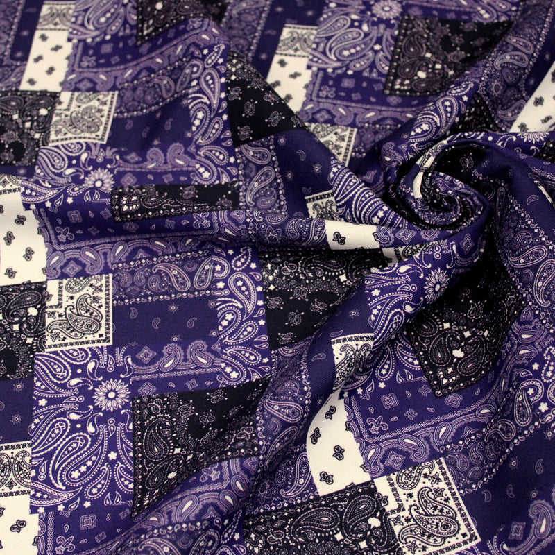 Tissu gabardine coton imprimée motif BANDANA paisley : nombreuses couleurs ! - OEKO-TEX STANDARD 100