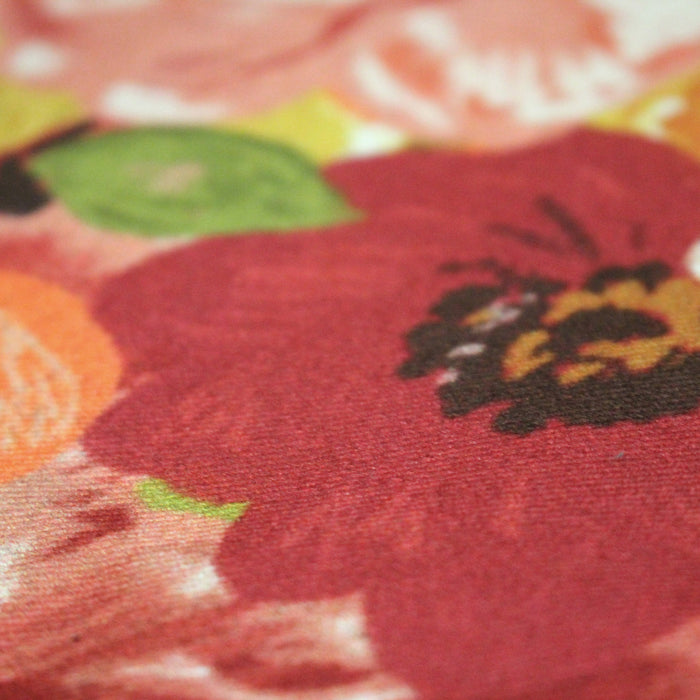 Tissu gabardine coton imprimée fleuri Vintage jaune, rouge, rose - OEKO-TEX STANDARD 100