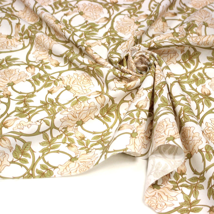 Tissu cotonnade HECTOR au feuillage ART NOUVEAU vert ou ocre - OEKO - TEX STANDARD 100 - TissusPapi.com