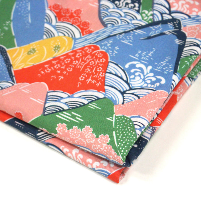 Tissu YAMA, Montagnes japonaises multicolores : cotonnade ou gabardine - OEKO-TEX