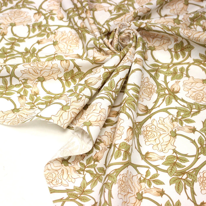 Tissu cotonnade HECTOR au feuillage ART NOUVEAU vert ou ocre - OEKO - TEX STANDARD 100 - TissusPapi.com