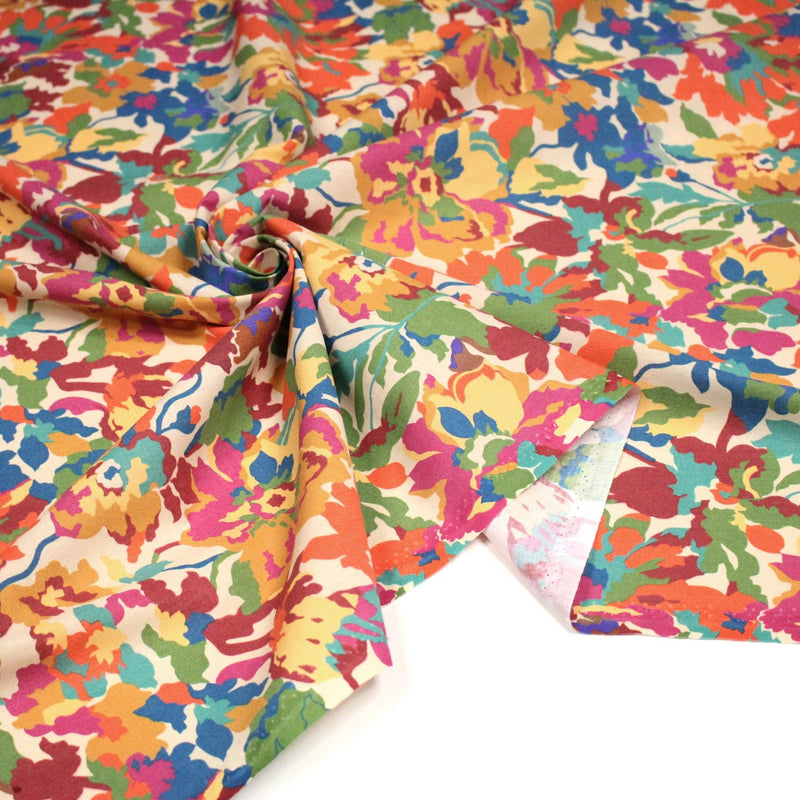 Tissu cotonnade fleuri multicolore, motif TAORMINA - OEKO - TEX STANDARD 100 - TissusPapi.com