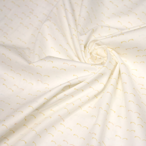 Tissu popeline coton les étoiles filantes jaunes, fond blanc - TissusPapi.com
